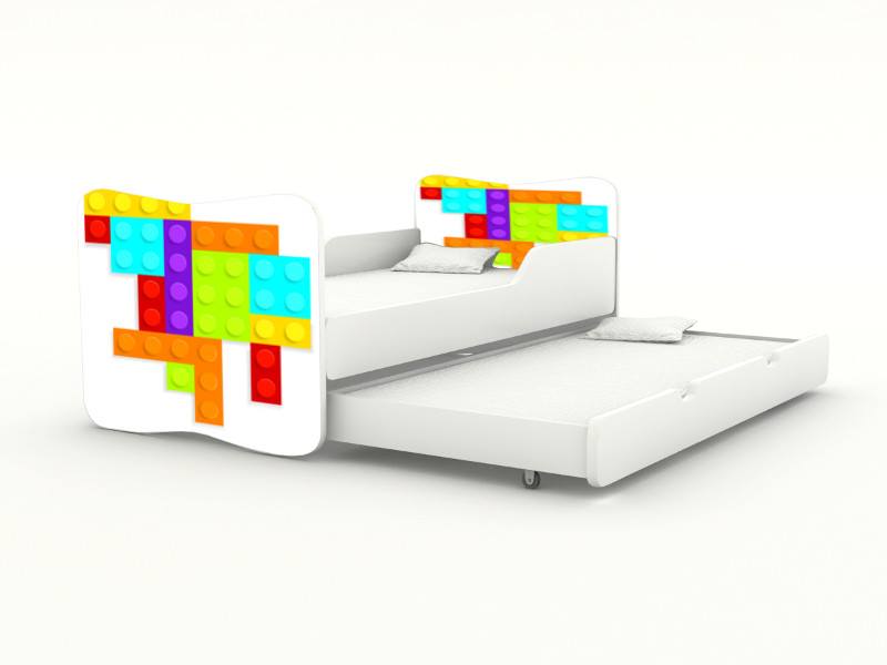 Becks posteľ s výsuvným lôžkom Legokocka