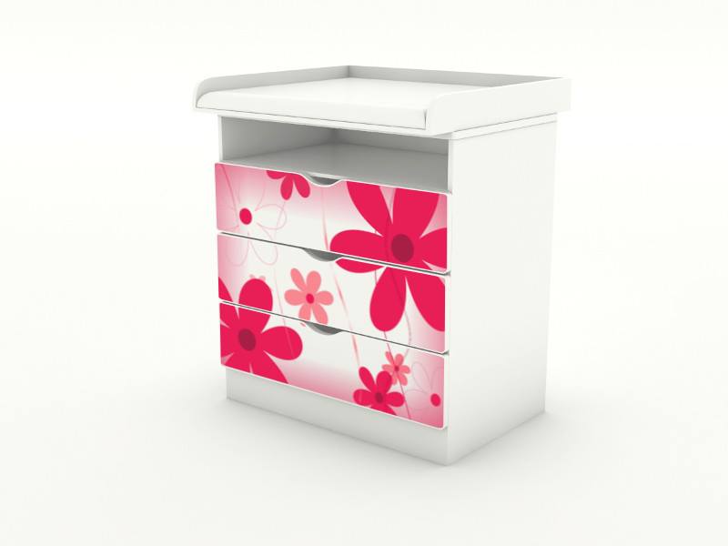 Becks komoda s odnímateľným prebalovacím pultom Kvety