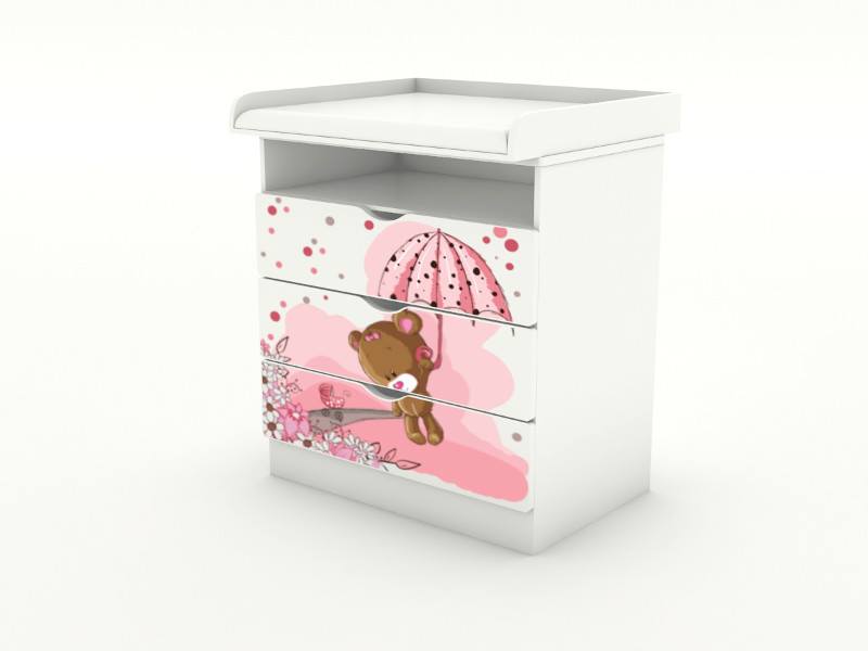 Becks komoda s odnímateľným prebalovacím pultom Girl Teddy