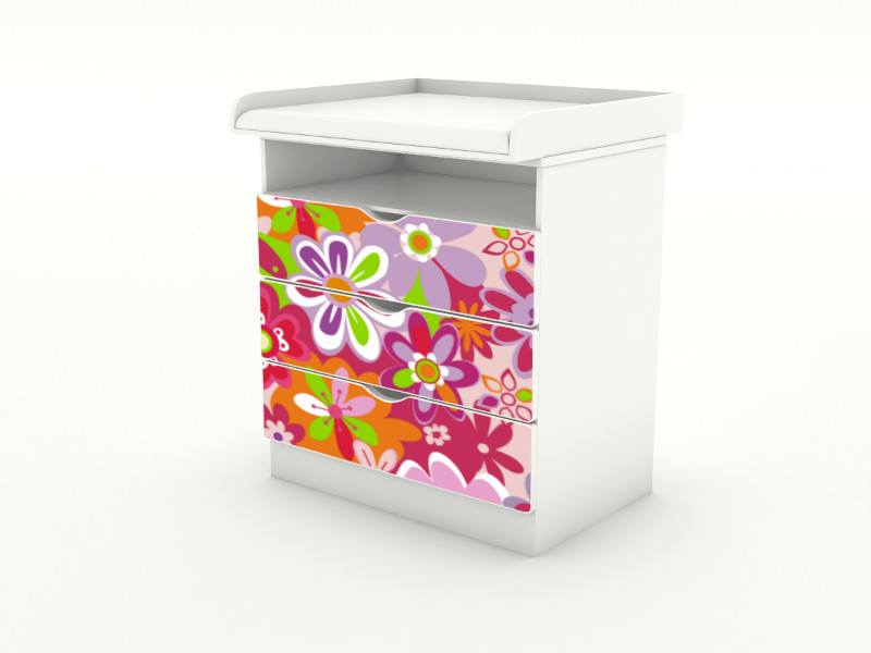 Becks komoda s odnímateľným prebalovacím pultom Kvety Ori