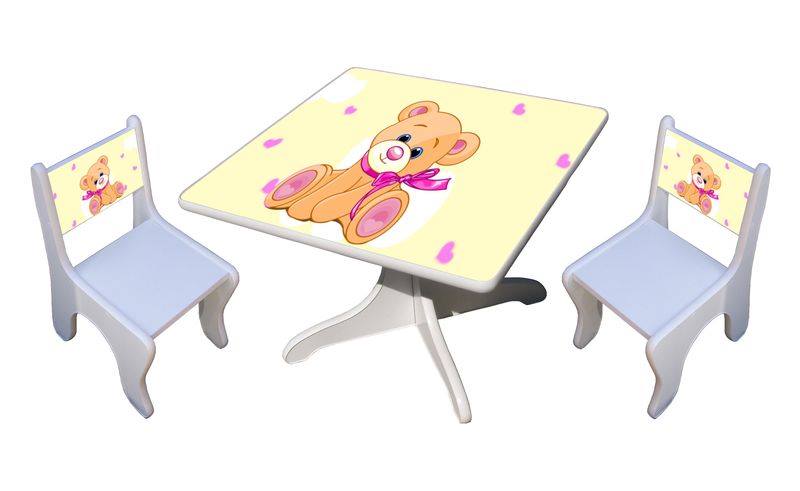 Becks stolík + 2x stolička Macko žltý