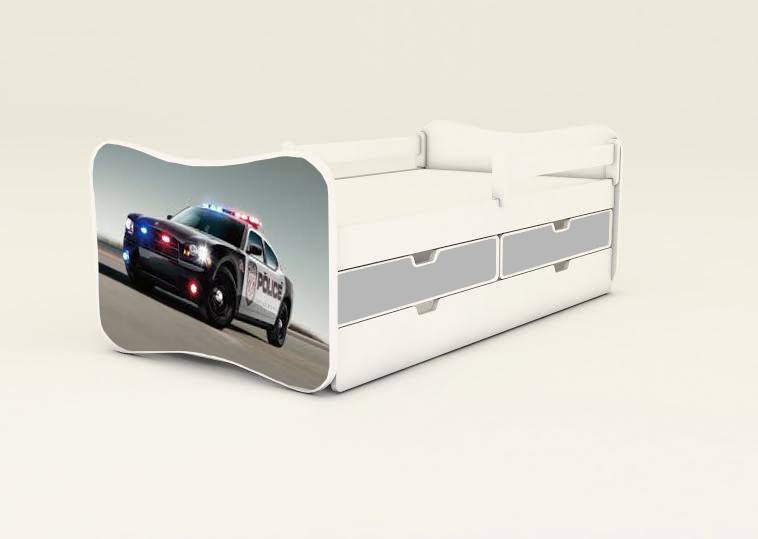 Detská posteľ s 2úložnými priestormi Policajné auto