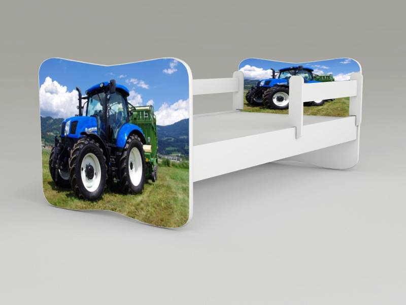 Detská posteľ s odnímateľnými zábranami Traktor