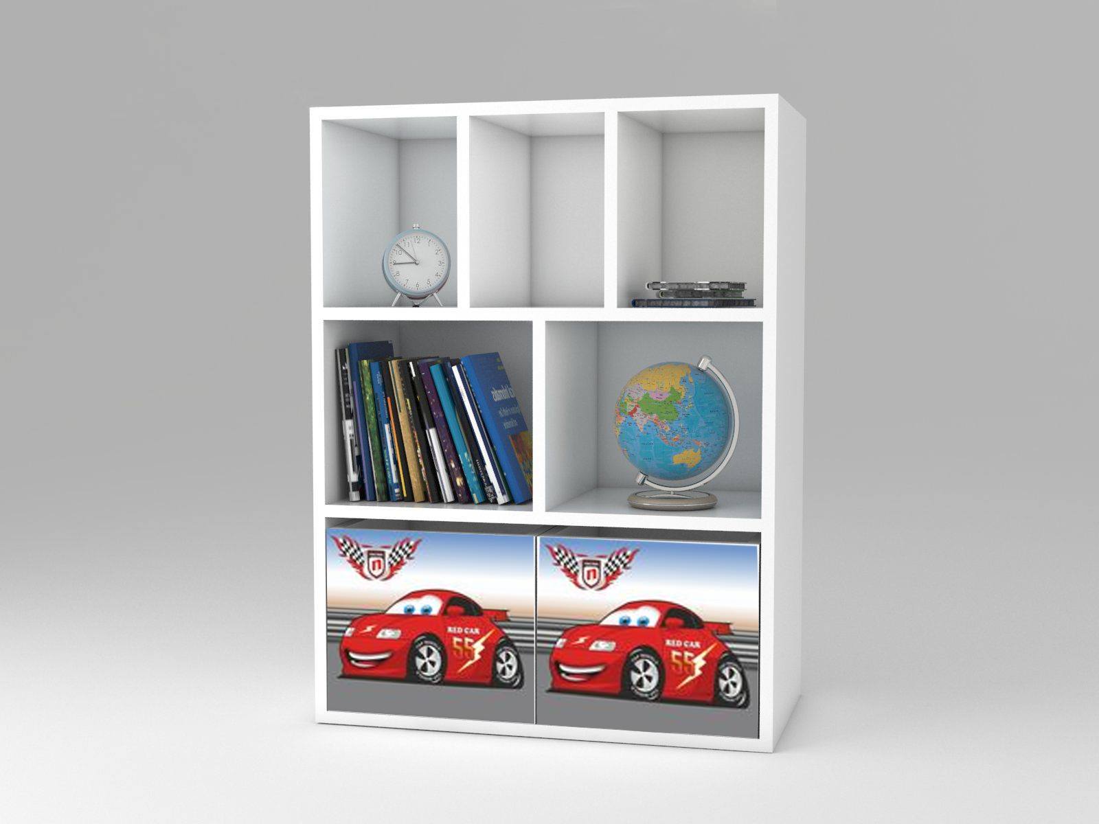 Becks regál + 2x box Auto červené