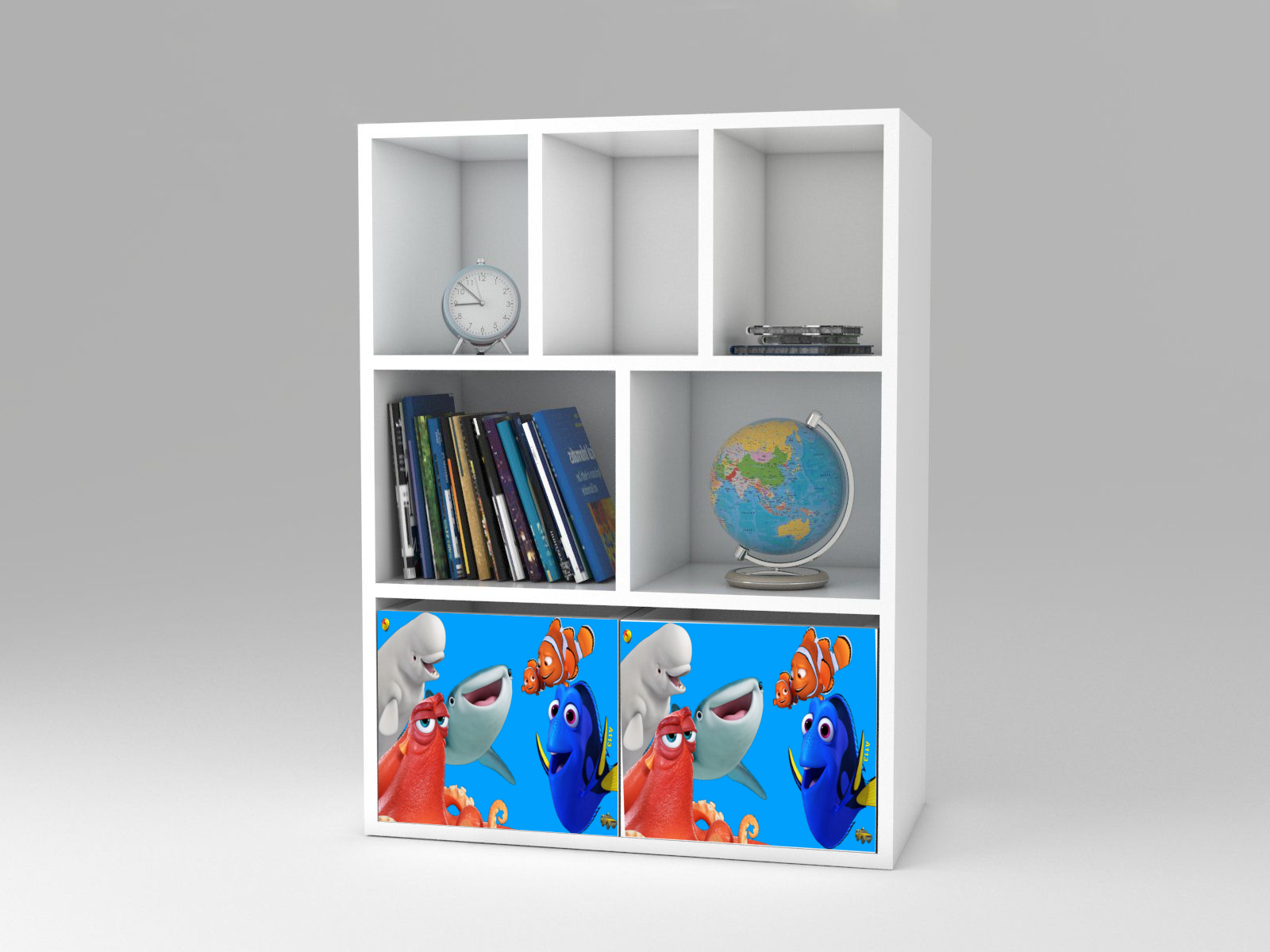 Becks regál + 2x box Dory