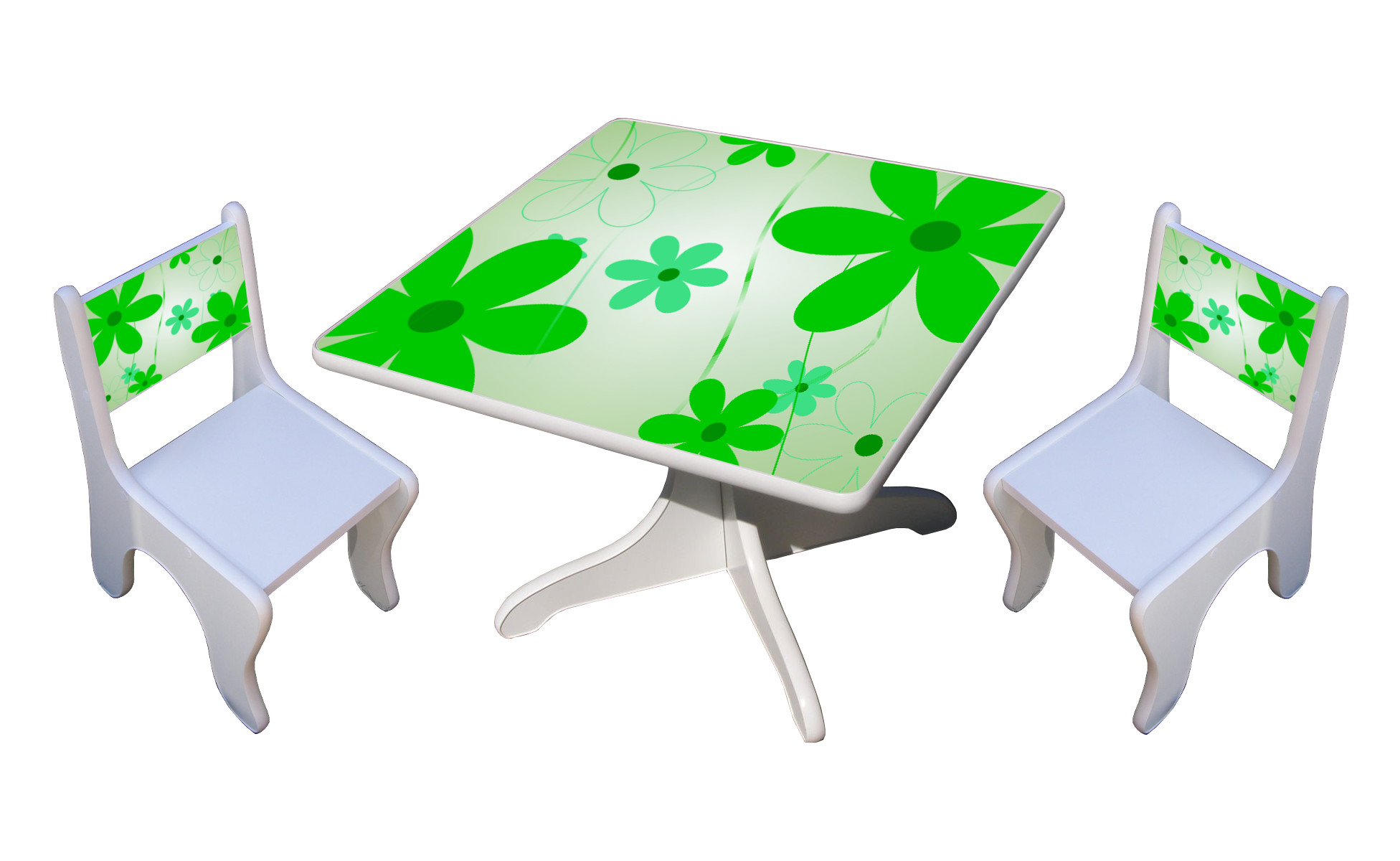 Becks stolik + 2ks stolička Kvety zelené