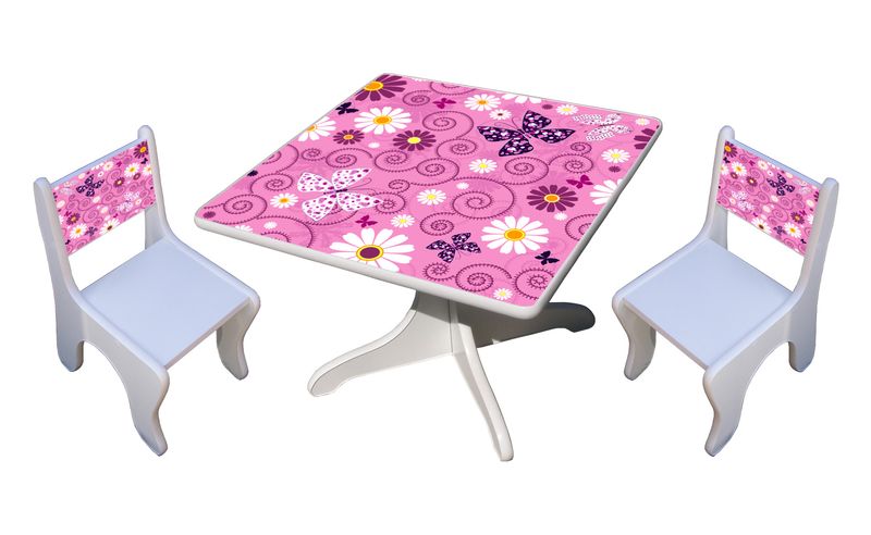 Becks stolík + 2x stolička Pinkred